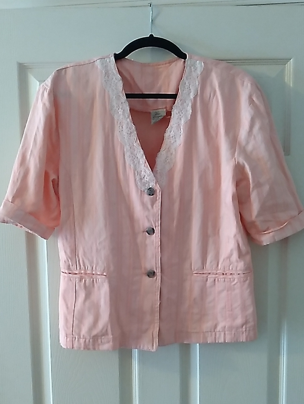 Petite Pink Lace-Trim Short Blazer